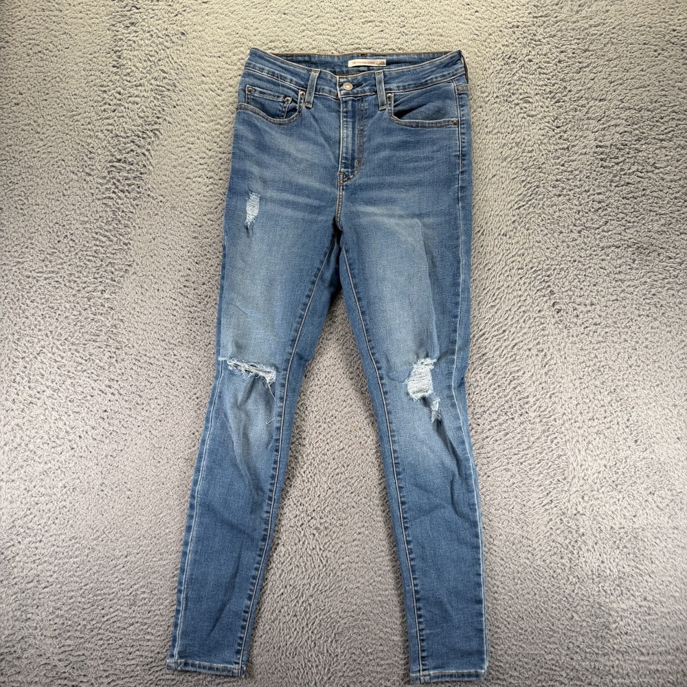 Levi's 721 Jeans Womens 29x30 Blue Cotton Denim Skinny Stretch Faded Distressed